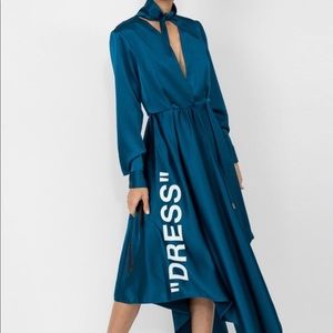 Neck Foulard Dress Off White